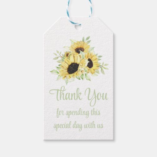 Floral Watercolor Sunflowers Wedding Thank You  Gift Tags