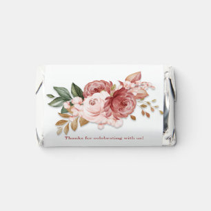 Floral Watercolor Tan Pink Botanical Wedding Hershey's Miniatures
