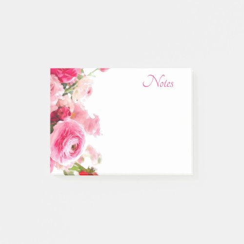 Floral Watercolor Template Custom Roses Flowers Post_it Notes
