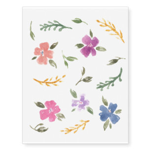 Floral Watercolor Temporary Tattoo