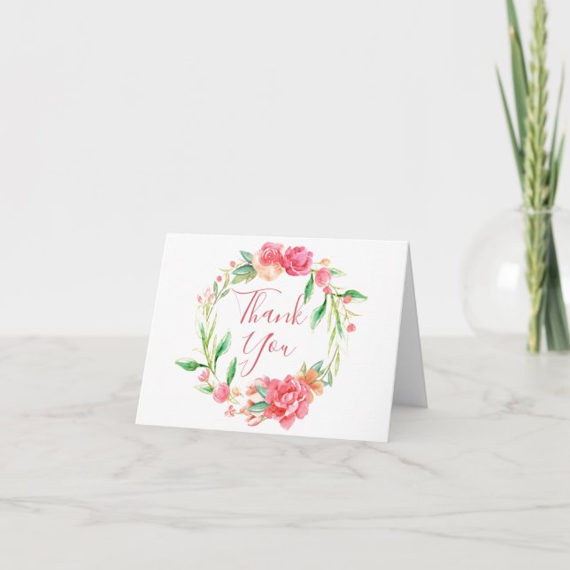 Floral Watercolor Thank You Card (Front)