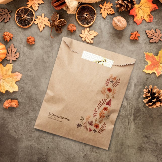Floral Watercolor Thanksgiving Dinner Favor Bag (Creator Uploaded)