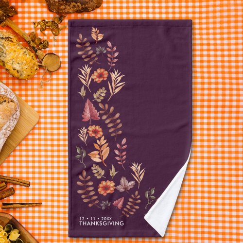 Floral Watercolor Thanksgiving Dinner Hand Towel