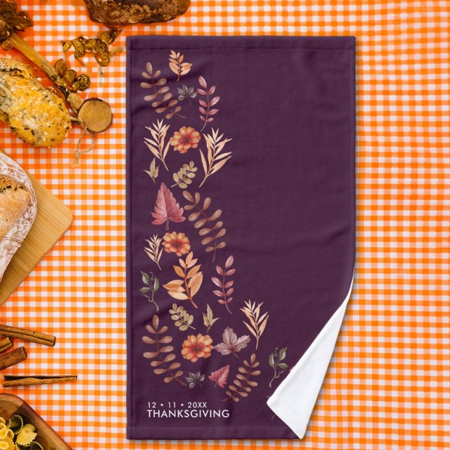 Floral Watercolor Thanksgiving Dinner Hand Towel (Creator Uploaded)