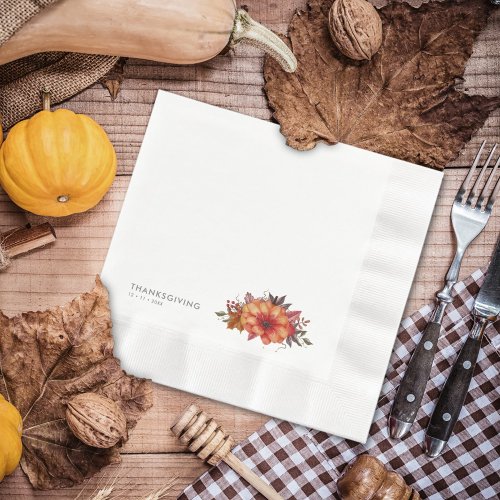 Floral Watercolor Thanksgiving Dinner Napkins