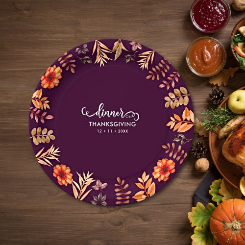 Floral Watercolor Thanksgiving Dinner Paper Plates