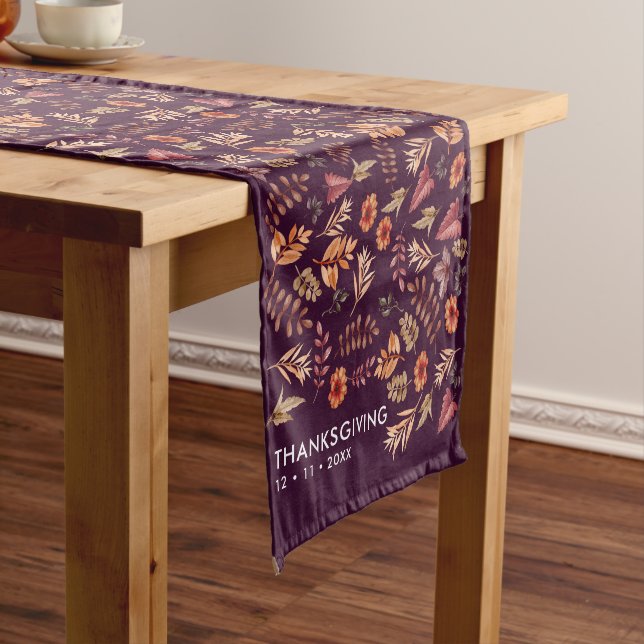 Floral Watercolor Thanksgiving Dinner Short Table Runner (In Situ)