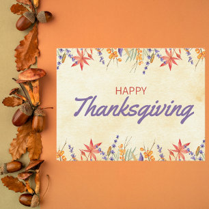 Floral Watercolor Thanksgiving Postcard