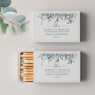 Floral Watercolor "The Perfect Match" Wedding Matchboxes