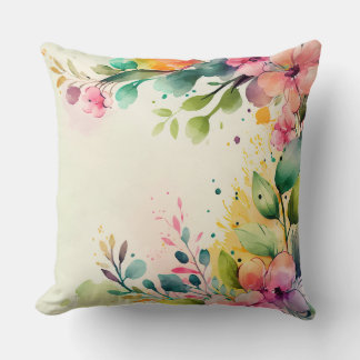 Floral Watercolor Throw Pillow
