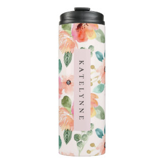 Floral Watercolor Travel Mug Drink Thermal Tumbler