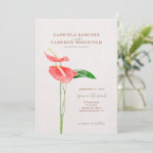 Floral Watercolor Tropical Laceleaf Wedding Invitation (Standing Front)