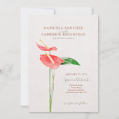 Floral Watercolor Tropical Laceleaf Wedding Invitation (Front)