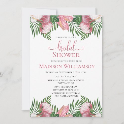 Floral Watercolor Tropical Paradise Bridal Shower  Invitation