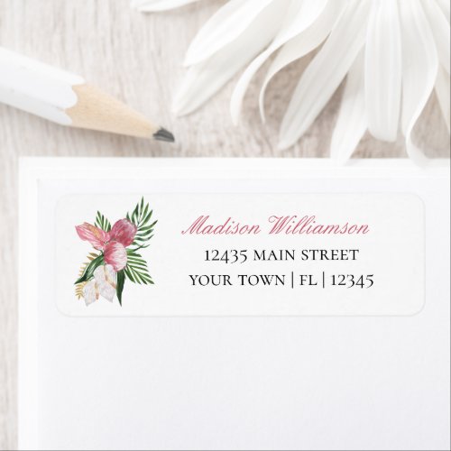 Floral Watercolor Tropical Paradise Bridal Shower  Label