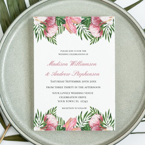 Floral Watercolor Tropical Paradise Wedding Invitation