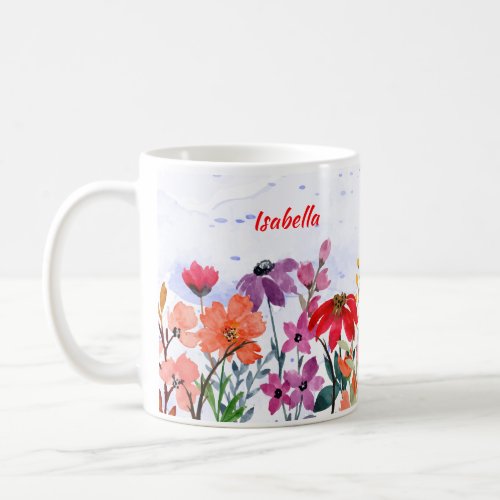 Floral Watercolor Trust in Jehovah Custom Name Mug