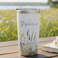 Floral Watercolor Tumbler - Wildflower Meadow