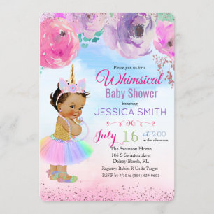 Floral Watercolor Unicorn Baby Shower Invitation