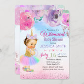 Floral Watercolor Unicorn Baby Shower Invitation (Front/Back)