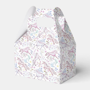 Floral Watercolor Unicorn Pattern Favor Boxes