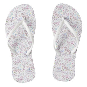 Floral Watercolor Unicorn Pattern Flip Flops