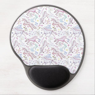 Floral Watercolor Unicorn Pattern Gel Mouse Pad
