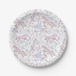 Floral Watercolor Unicorn Pattern Paper Plates