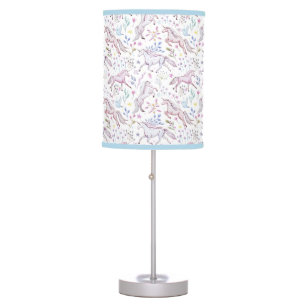 Floral Watercolor Unicorn Pattern Table Lamp