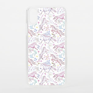 Floral Watercolor Unicorn Pattern iPhone XS Case
