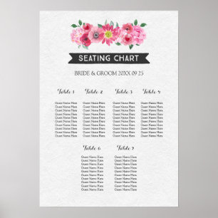 Floral Watercolor Vintage 6 Table Seating Chart