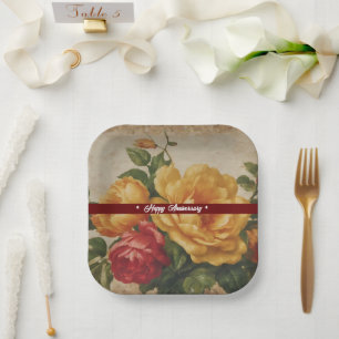 Floral Watercolor Vintage Popular Collection Paper Plates
