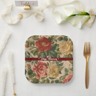 Floral Watercolor Vintage Trendy Collection Paper Plates