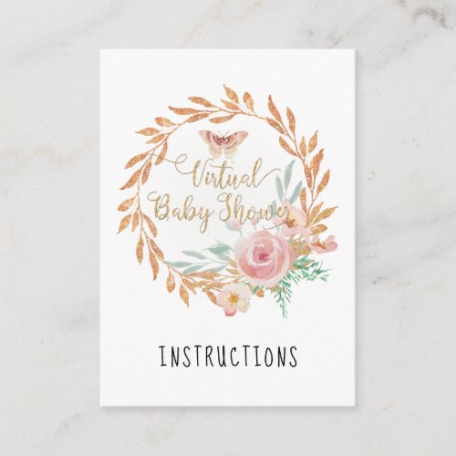 Floral Watercolor Virtual Baby Shower Instruction Enclosure Card