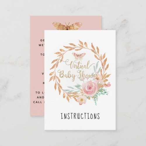 Floral Watercolor Virtual Baby Shower Instructions Enclosure Card