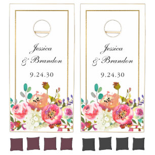 Floral Watercolor Wedding Cornhole Set