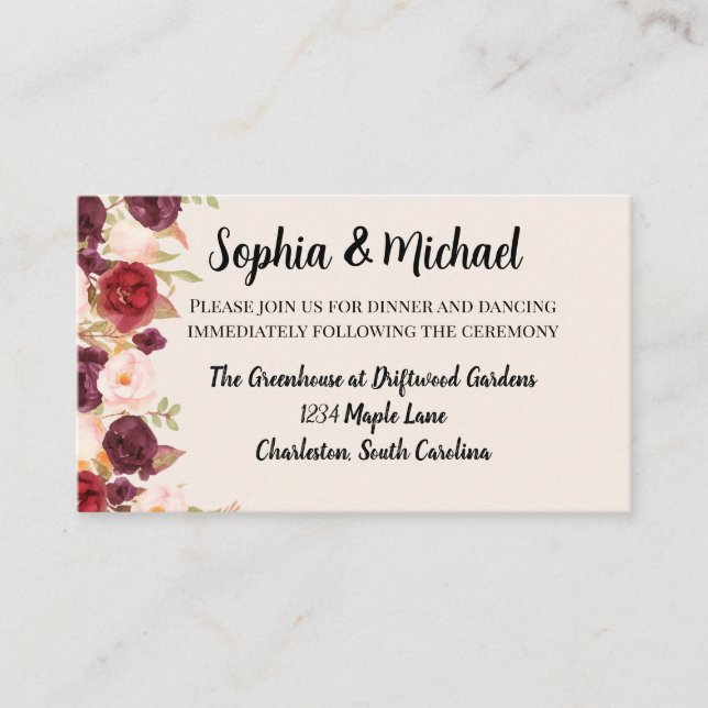 Floral Watercolor Wedding Design Enclosure Card (Front)