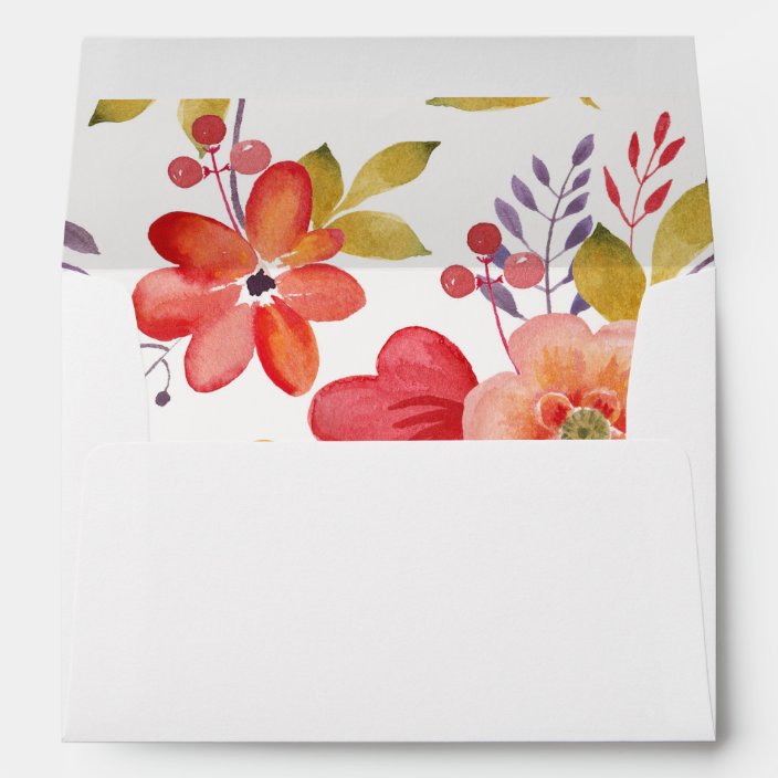 Floral watercolor Wedding Envelope Lined | Zazzle.com