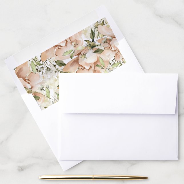 Floral Watercolor Wedding Envelope Liner  (Desk)