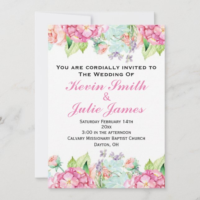Floral Watercolor Wedding Invitation (Front)
