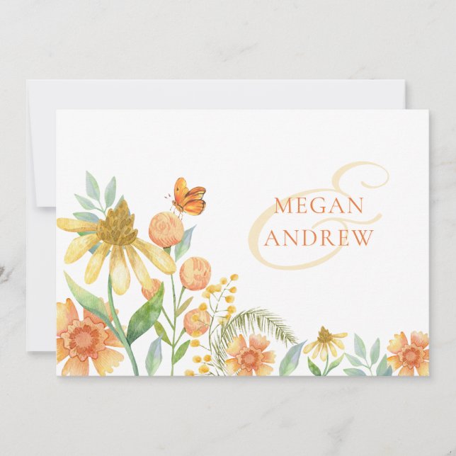 Floral watercolor wedding invitation (Front)