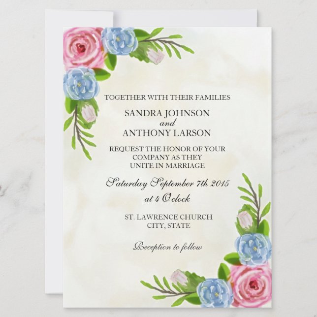 Floral Watercolor Wedding Invitation (Front)