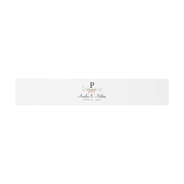 Floral Watercolor Wedding Invitation Belly Band (Flat)