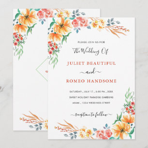 Floral Watercolor Wedding Invitations Template