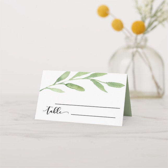 Floral Watercolor Wedding Reception Place Card (Front)