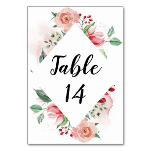 Floral Watercolor Wedding Reception Seating Chart Table Number