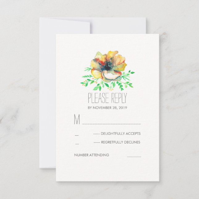 Floral Watercolor Wedding RSVP Cards (Front)