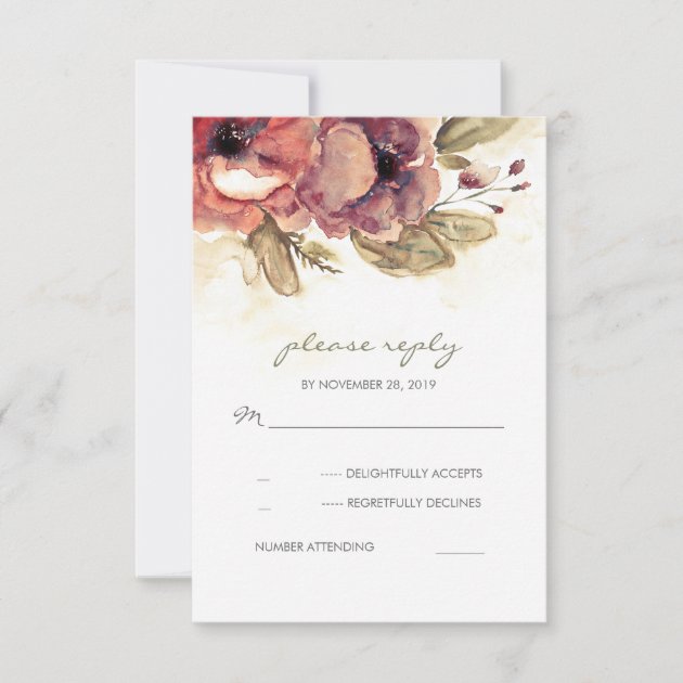 Floral Watercolor Wedding RSVP Cards