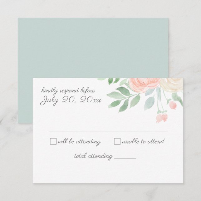 Floral Watercolor Wedding RSVP Invitation (Front/Back)