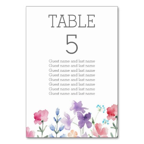 Floral Watercolor Wedding Table Guests Assigments Table Number